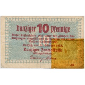 Danzig, 10 Pfennige 1923 - October - watermark KOGA -