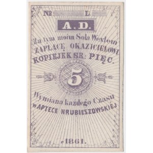 Apteka Hrubieszowska, 5 kopiejek srebrem 1861 - blankiet