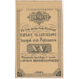 Hrubieszów pharmacy, 15 silver kopecks 1861 - blank
