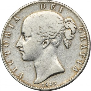 Velká Británie, Victoria, 1 Crown London 1845