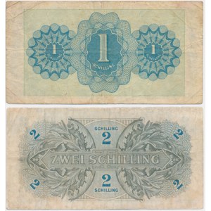 Österreich, Alliierte Militärbehörde, Satz von 1 und 2 Schilling 1944 (2 Stück).