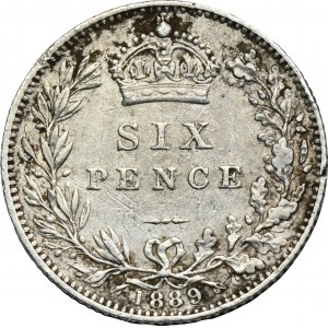 Great Britain, Victoria, 6 Pence London 1889