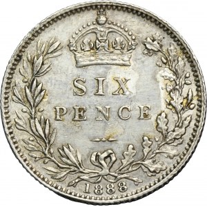 Velká Británie, Victoria, 6 pencí Londýn 1888