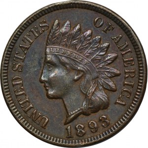 USA, 1 cent Philadelphia 1893 - Indiánska hlava