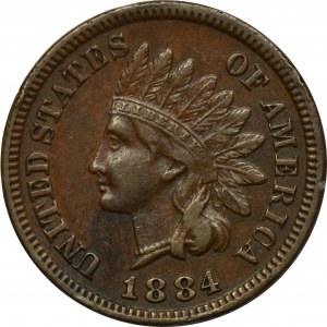 USA, 1 cent Philadelphia 1884 - Indiánská hlava