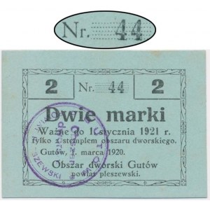 Gutes, 2 známky 1920 - rám A hore a B dole - nízke číslo