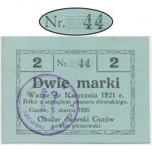 Gutów, 2 marki 1920 - ramka A na górze i B na dole - niski numer