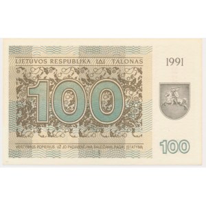 Litva, 100 talonas 1991 - s doložkou -