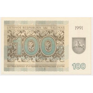 Litwa, 100 talonas 1991 - z klauzulą -