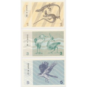 Lithuania, lot 1-5 Talonas 1991 - with text - (3 pcs.)