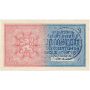Čechy a Morava, 1 koruna (1939) - s razítkem -.