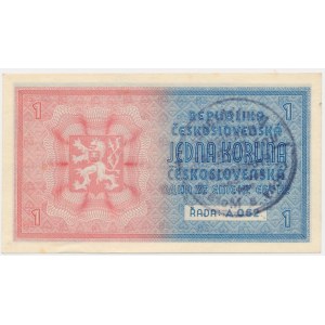 Čechy a Morava, 1 koruna (1939) - s pečiatkou -.