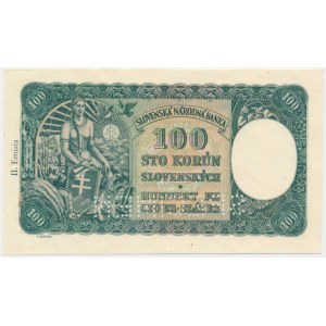 Slovakia, 100 Korun 1940 - SPECIMEN - with adhesive stamp -