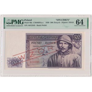 500 gold 1939 - MODEL - A 012345 - PMG 64.