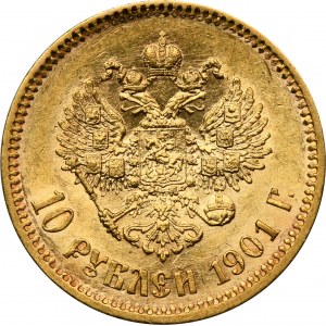 Rosja, Mikołaj II, 10 Rubli Petersburg 1901 Ф•З