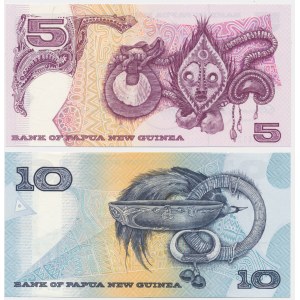 Papua New Guinea, lot 5-10 Kina (1981-89) (2 pcs.)