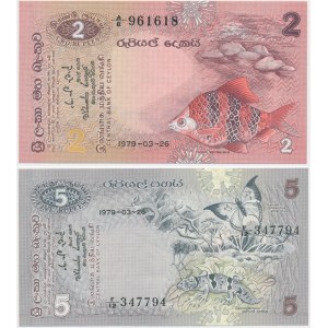 Sri Lanka, lot 2-5 Rupees 1979 (2 pcs.)