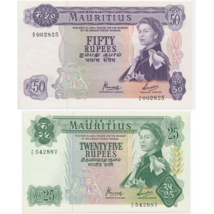 Mauritius, lot 25-50 Rupees (1967-82) (2 pcs.)