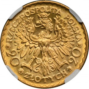 20 złotych 1925 Chrobry - NGC MS64