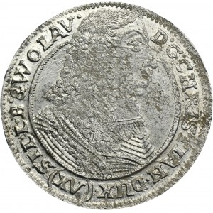 Schlesien, Herzogtum Legnicko-Brzesko-Wołowskie, Krystian Wołowski, 15 Krajcarów Brzeg 1662 - NIENOTIERT