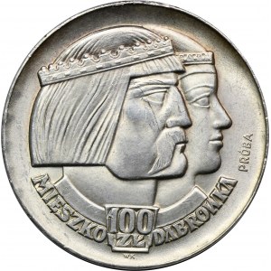 PRÓBA, 100 złotych 1966 Mieszko i Dąbrówka głowy