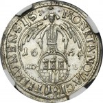 John II Casimir, 1/4 Thaler 1664 HDL - NGC MS62 - VERY RARE, error TIIRVNENSIS