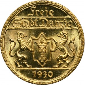 Svobodné město Gdaňsk, 25 guldenů 1930 - VYNIKAJÍCÍ, se zrcadlovým efektem