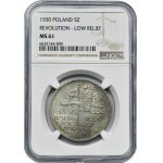 Sztandar, 5 złotych 1930 - NGC MS61 - stempel płytki