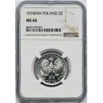 2 złote 1974 Jagody - NGC MS66 - PIĘKNA