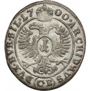 Silesia, Habsburg rule, Leopold I, 1 Kreuzer Brieg 1700 CB