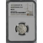 Śląsk, Księstwo Ziębicko-Oleśnickie, Karol II, 3 Krajcary Oleśnica 1615 - NGC MS61