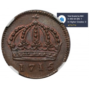 Švédsko, Karel XII, 1 Daler Stockholm 1715 SM - NGC MS64