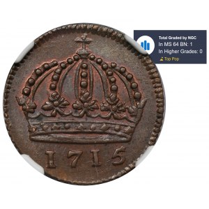 Švédsko, Karol XII, 1 Daler Štokholm 1715 SM - NGC MS64