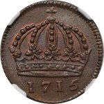 Švédsko, Karel XII, 1 Daler Stockholm 1715 SM - NGC MS64