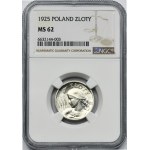 Kobieta i kłosy, 1 złoty Londyn 1925 - NGC MS62 - kropka po dacie