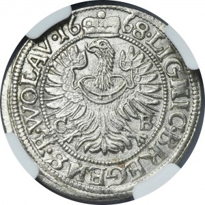 Silesia, Duchy of Liegnitz-Brieg-Wohlau, Christian, 3 Kreuzer Brieg 1668 CB - NGC MS63 - RARE