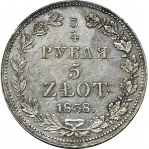 3/4 rublu = 5 zlotých Varšava 1838 MW