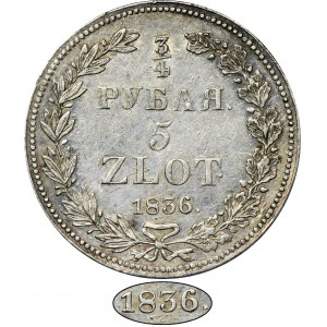 3/4 rubla = 5 złotych Petersburg 1836 НГ - RZADKIE