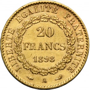 France, Third Republic, 20 Francs Paris 1898 A