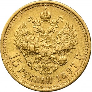 Russland, Nikolaus II., 15 Rubel St. Petersburg 1897 AГ