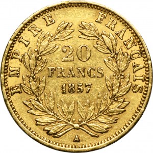Frankreich, Napoleon III, 20 Francs Paris 1857 A