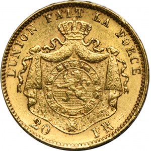 Belgien, Leopold II, 20 Francs Brüssel 1877