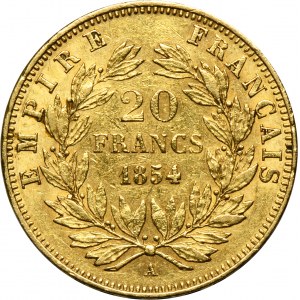 Francie, Napoleon III, 20 franků Paříž 1854 A