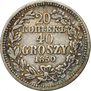 20 kopeck = 40 groszy Warsaw 1850 MW - RARE