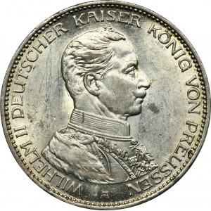 Německo, Pruské království, Vilém II., 3 marky Berlín 1914