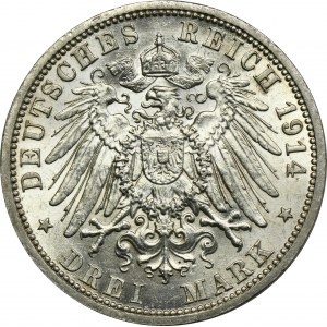 Deutschland, Königreich Preußen, Wilhelm II, 3 Mark Berlin 1914