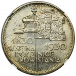 Sztandar, 5 złotych 1930 - NGC MS65+ - stempel płytki - WYŚMIENITY