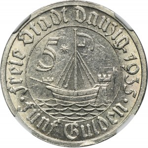 Freie Stadt Danzig, 5 Gulden 1935 Koga - NGC MS62