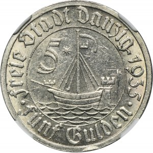 Svobodné město Gdaňsk, 5 guldenů 1935 Koga - NGC MS62