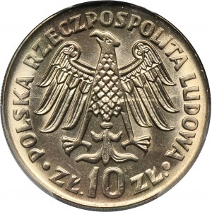 10 zlatých 1964 Kazimír Veliký - PCGS MS66 - reliéfní nápis na averzu